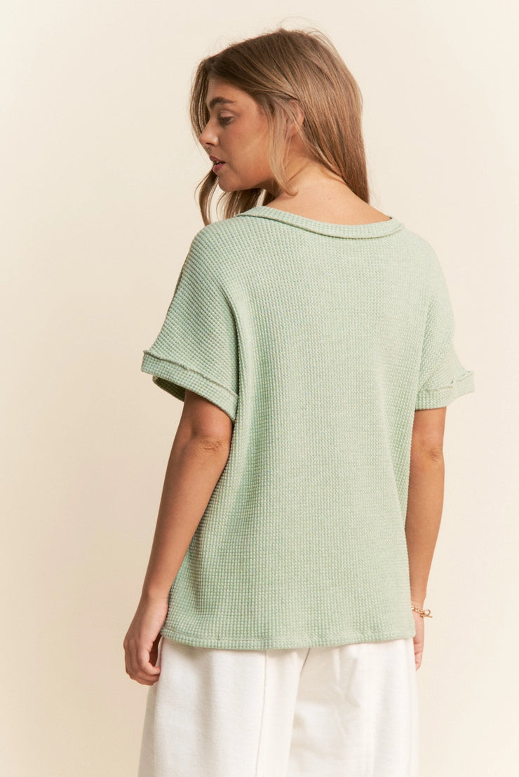 Green waffle tee