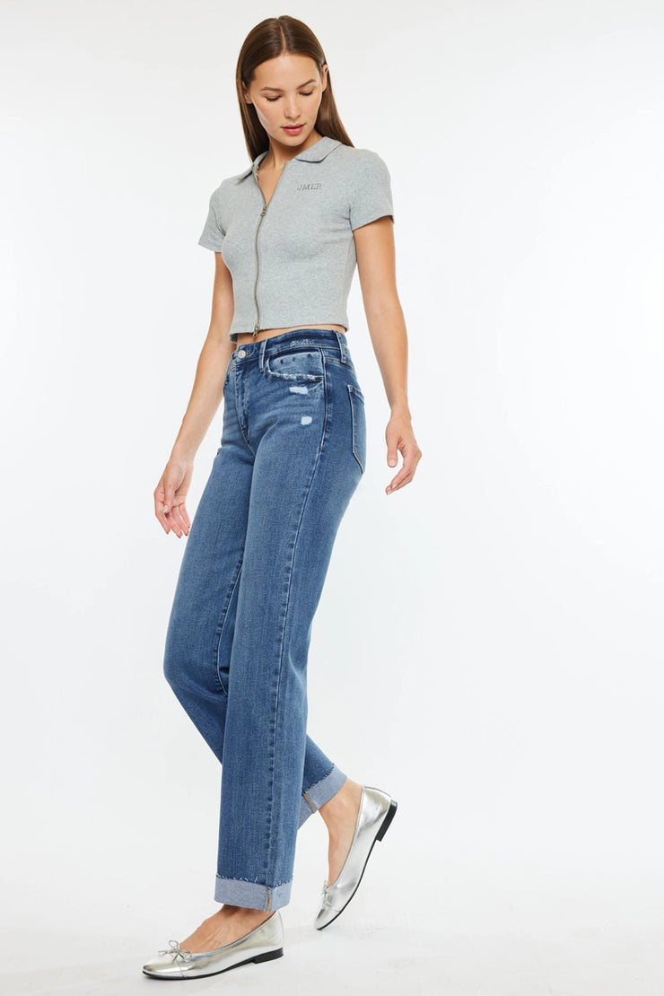 High Rise True Straight Jeans