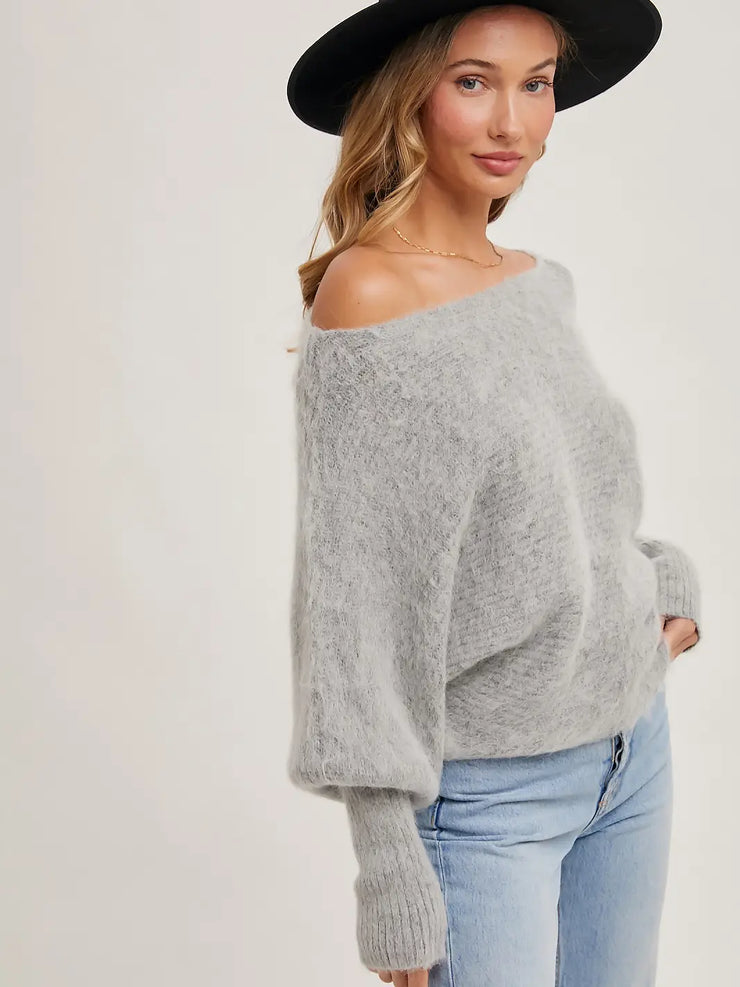 Hollie Grey Boatneck Sweater