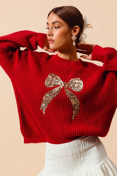 Red Golden Bow Sweater