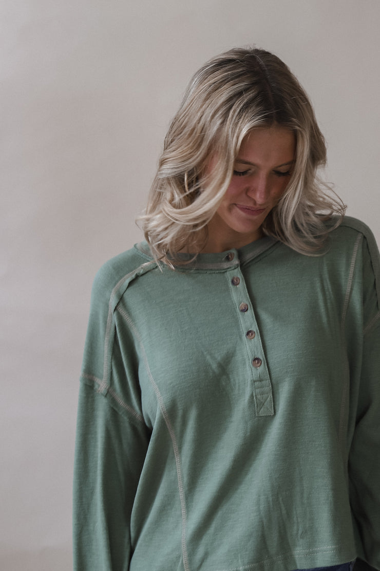 Olive Bubble Henley