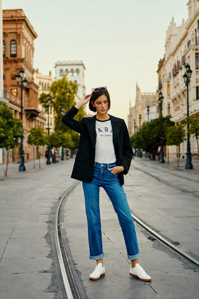 High Rise True Straight Jeans