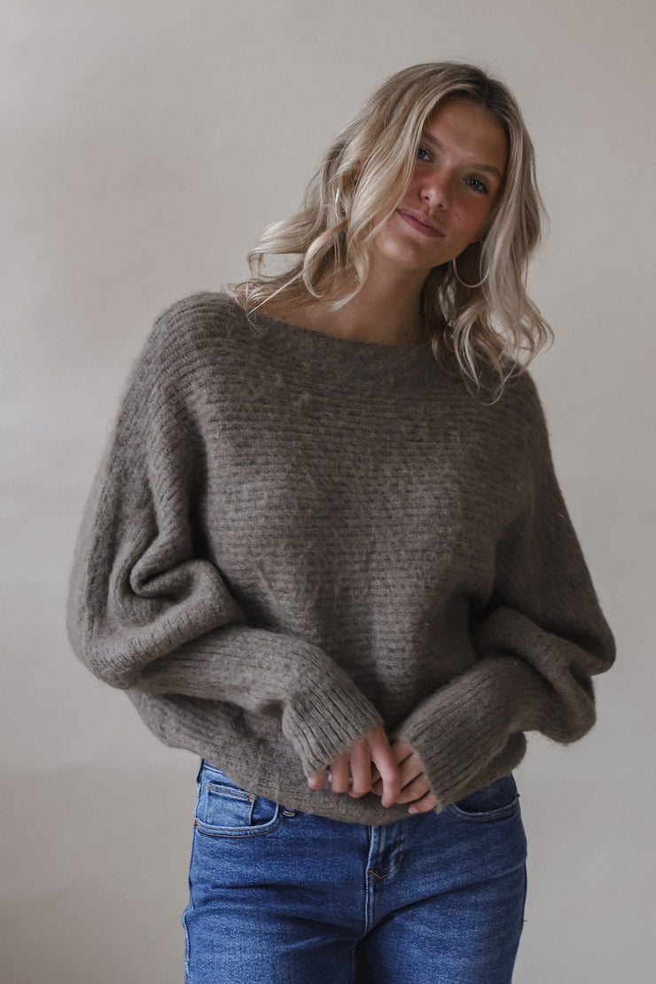 Hollie Mocha Boatneck Sweater