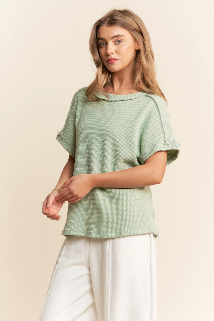 Green waffle tee