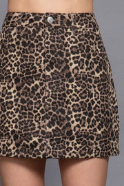 Untamed Twill Leopard Skirt