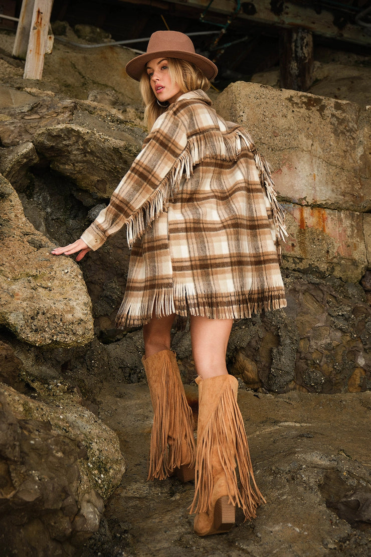 Fringe Plaid Jacket
