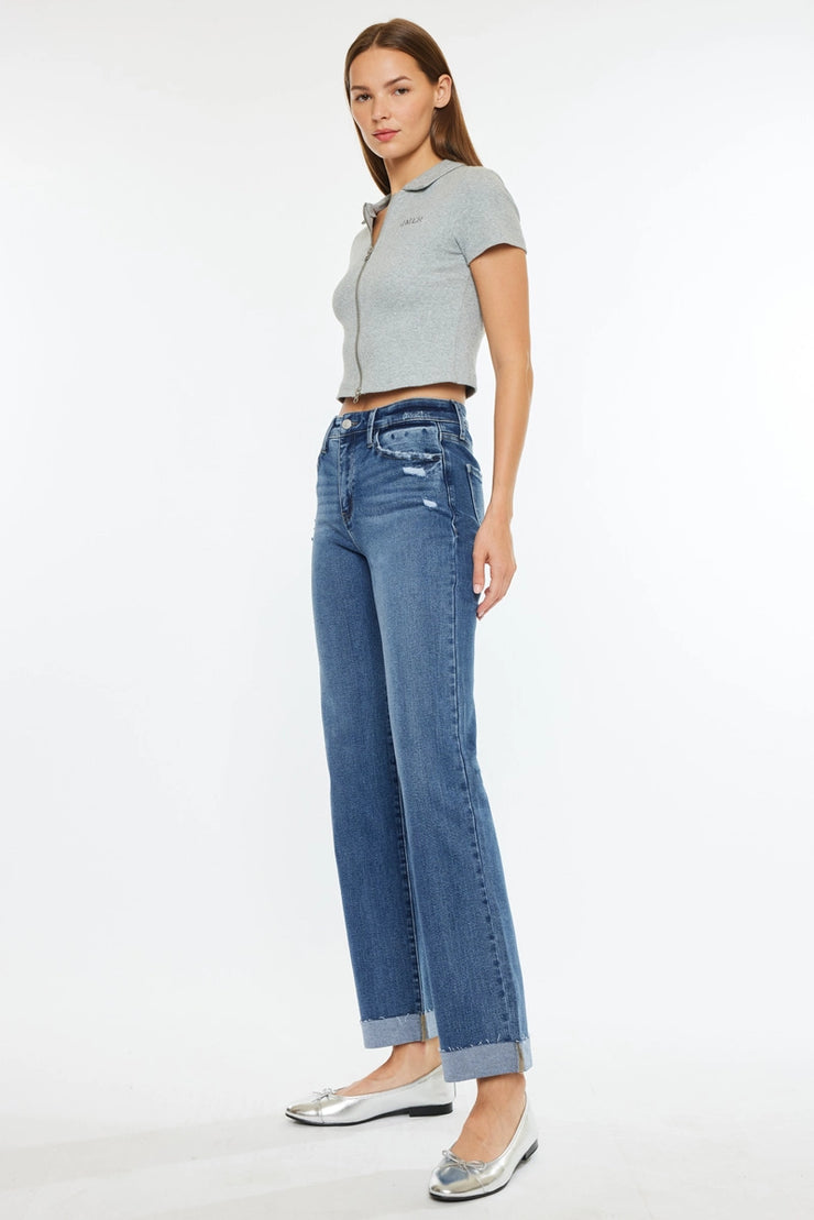 High Rise True Straight Jeans