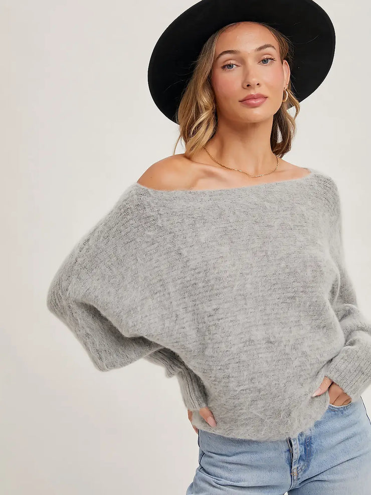 Hollie Grey Boatneck Sweater