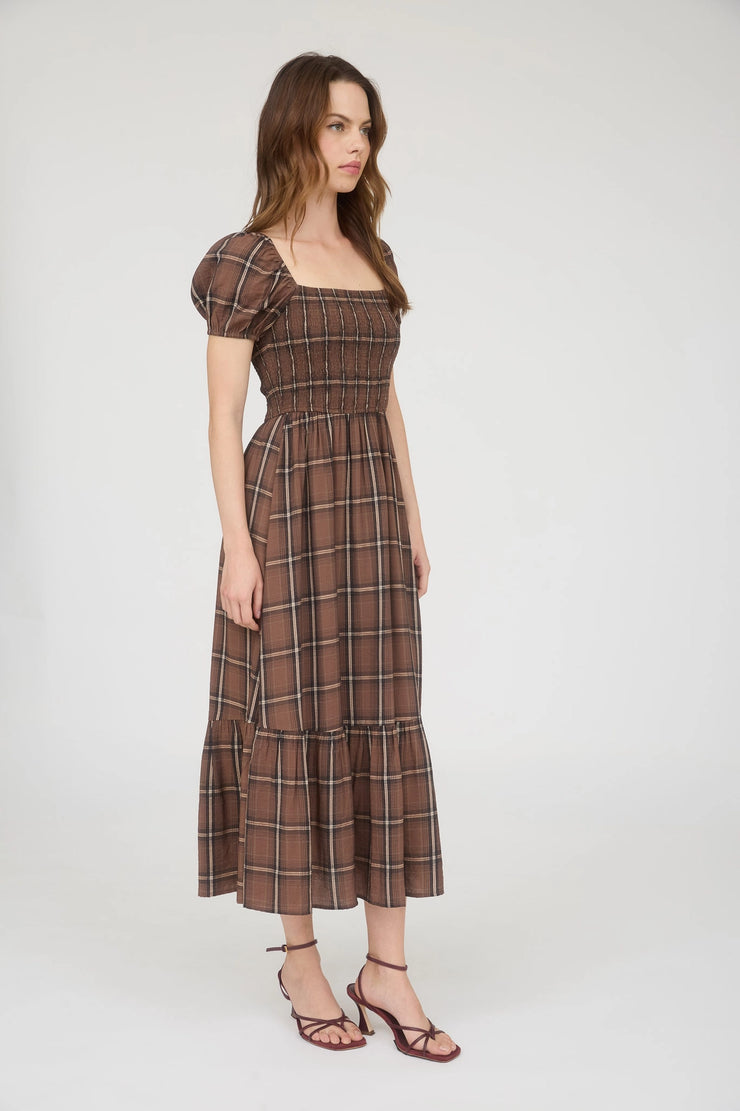 Jay Brown Plaid Midi Dress