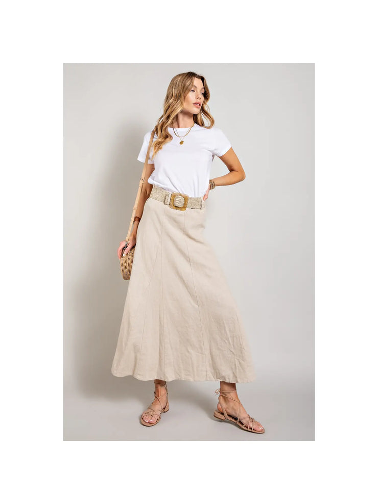 Linen Belted Maxi Skirt