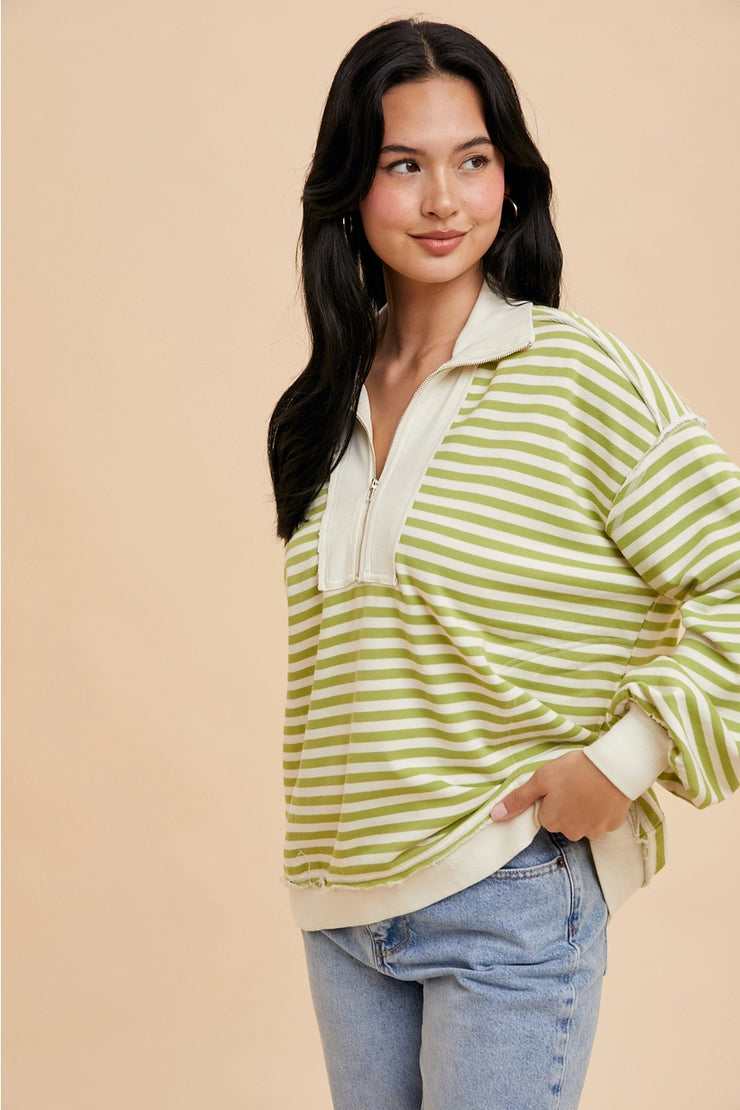 Lime Wedge Stripe Pullover