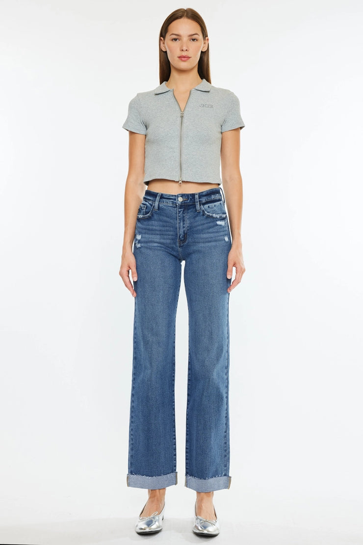 High Rise True Straight Jeans