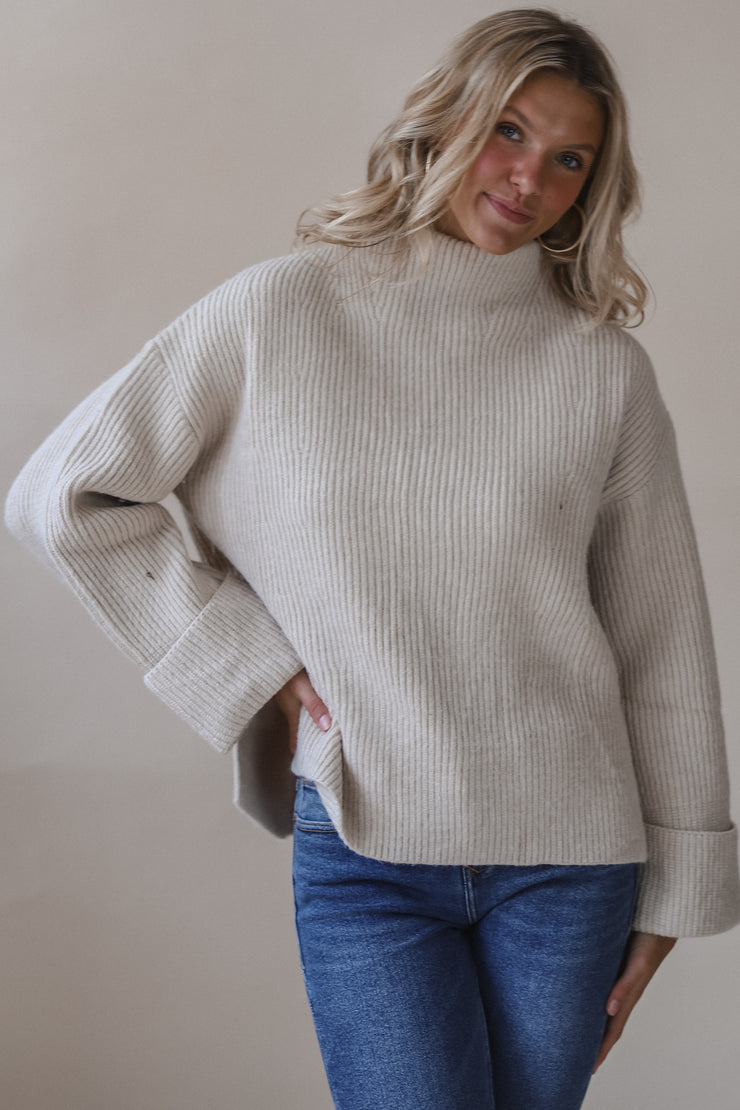 Free Falling Turtleneck Ivory Sweater