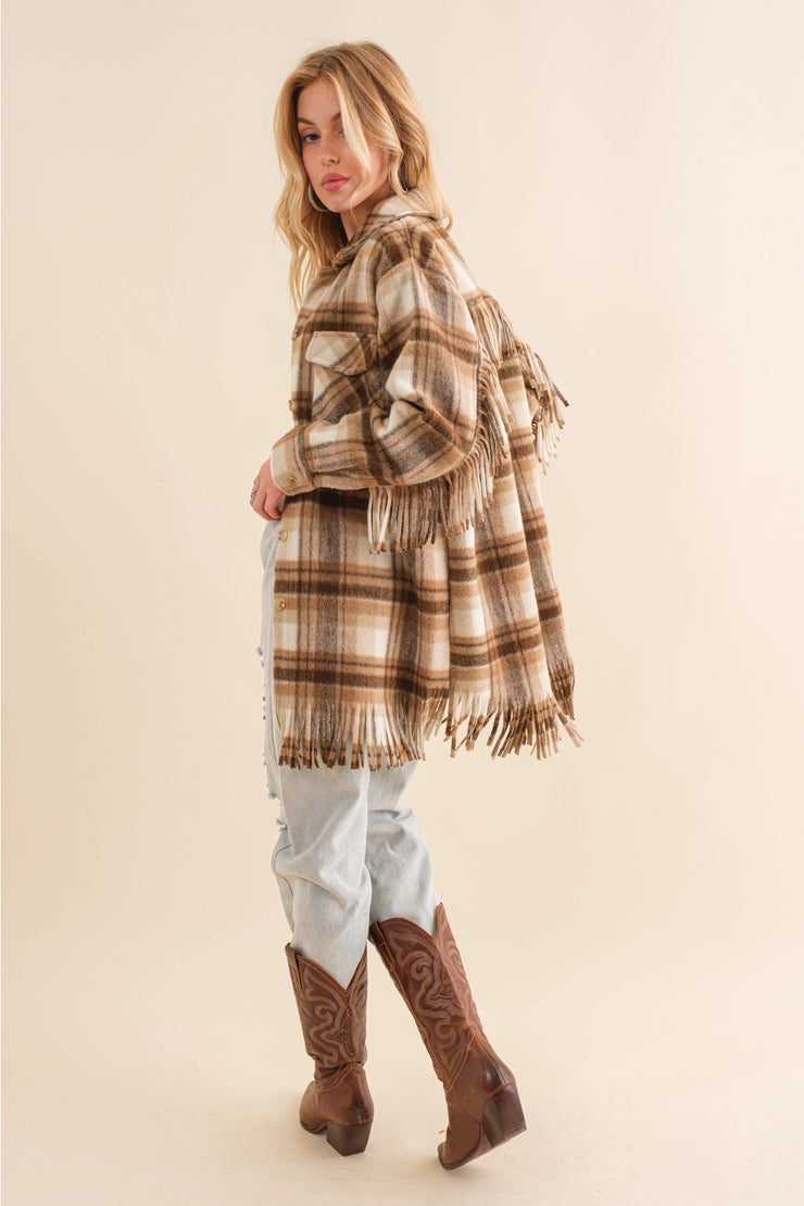 Fringe Plaid Jacket