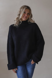 Free Falling Turtleneck Black Sweater