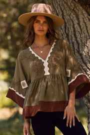 Colorblocked Boho Blouse