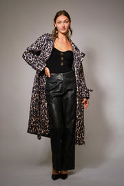 Leoapard Double Breasted Trench Coat