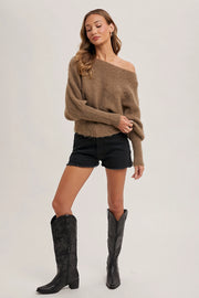 Hollie Mocha Boatneck Sweater