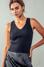 Black Essential Rib Tank