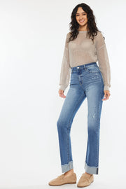 Cuffed Slim Straight Leg Jeans