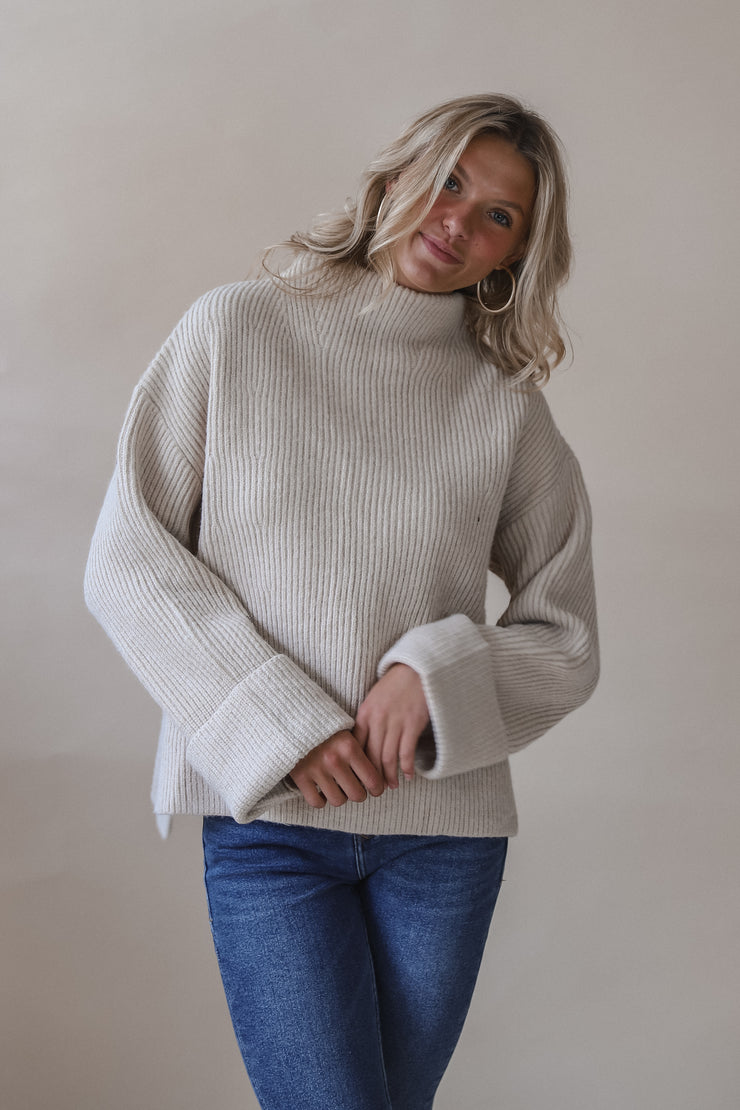 Free Falling Turtleneck Ivory Sweater