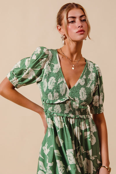 Floral Printed Smocked Dress