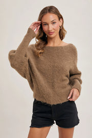 Hollie Mocha Boatneck Sweater