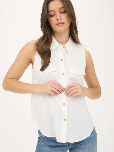 Blaire Button-down White Tank