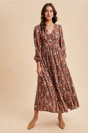 Autumn Blossom Midi Dress