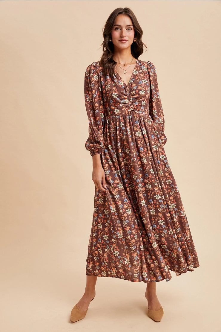 Autumn Blossom Midi Dress