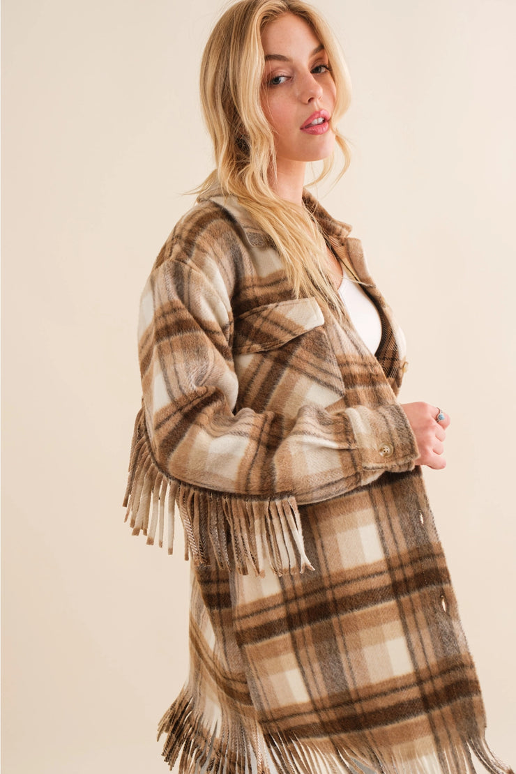 Fringe Plaid Jacket