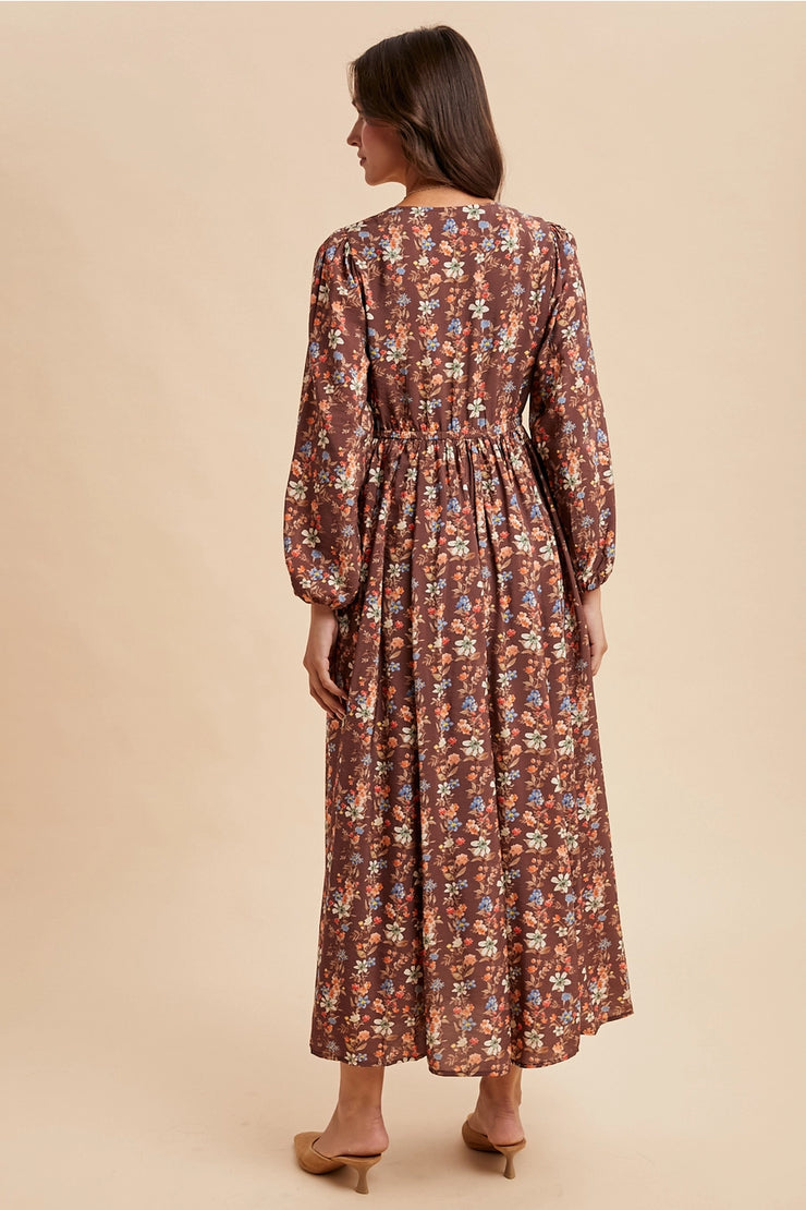 Autumn Blossom Midi Dress