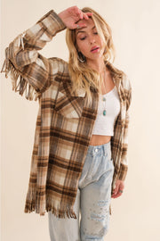 Fringe Plaid Jacket