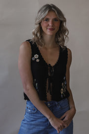 Black Crochet Floral Vest