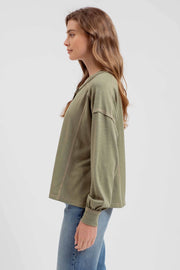 Olive Bubble Henley