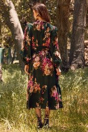 Evergreen Holiday Floral Dress