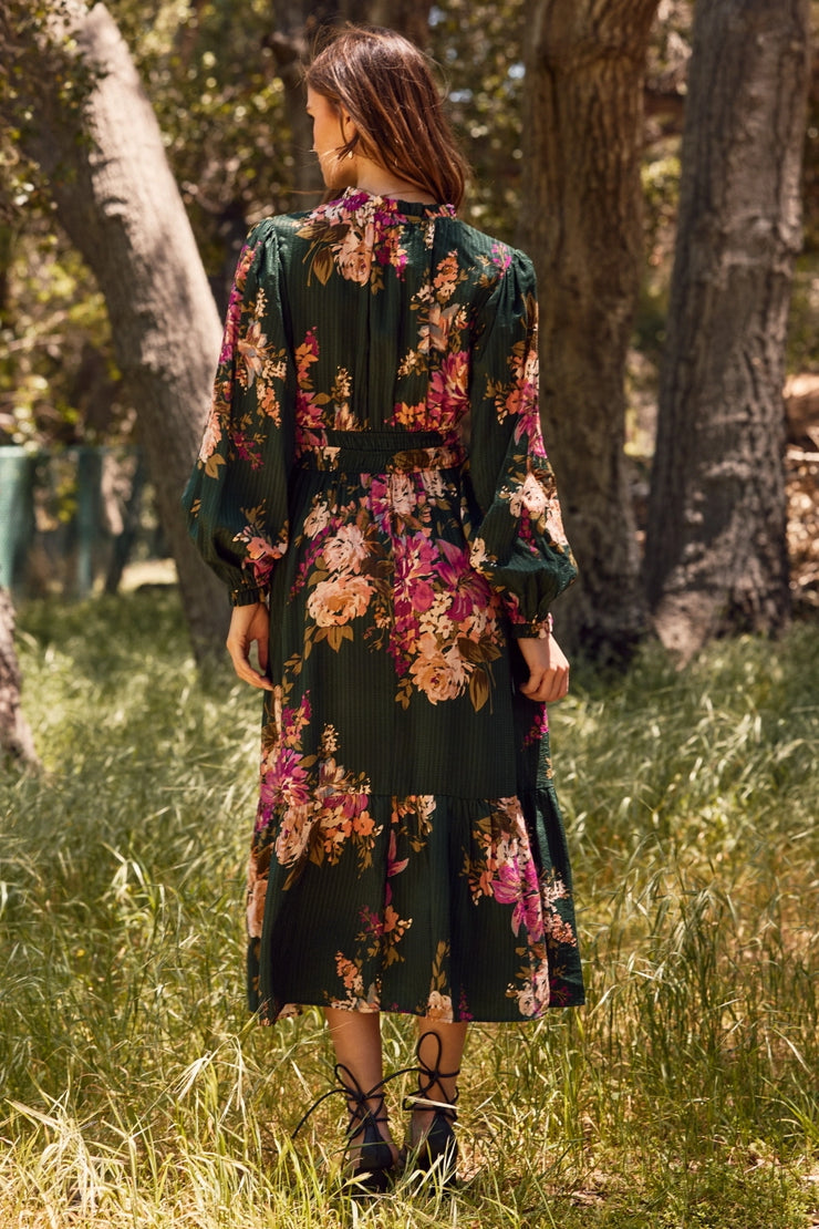 Evergreen Holiday Floral Dress