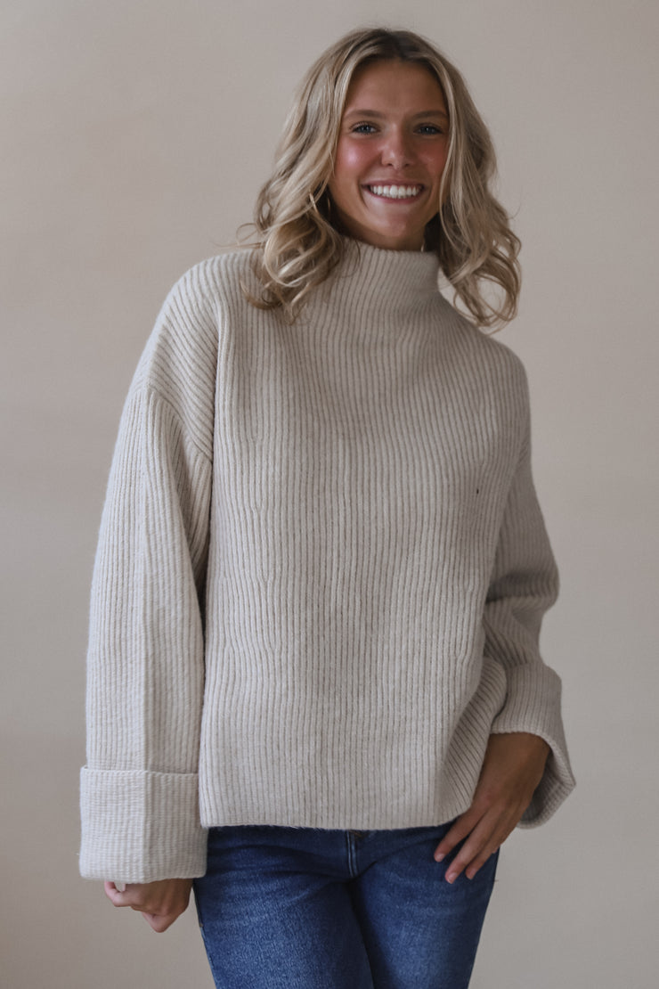 Free Falling Turtleneck Ivory Sweater