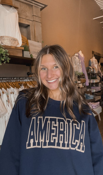 America Glitter Sweatshirt Navy