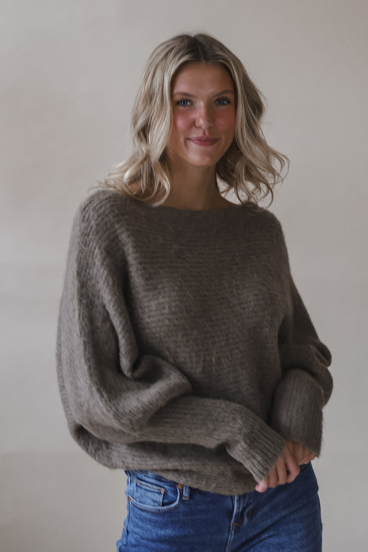 Hollie Mocha Boatneck Sweater