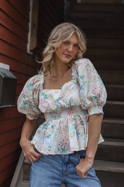 Floral Smocked Blouse