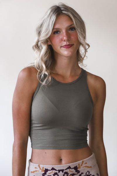 Olive Halter Crop