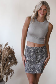 Untamed Twill Leopard Skirt