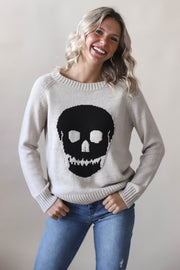 Khaki Skull Knit Sweater