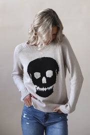 Khaki Skull Knit Sweater