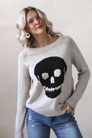 Khaki Skull Knit Sweater