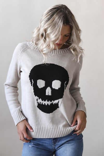 Khaki Skull Knit Sweater