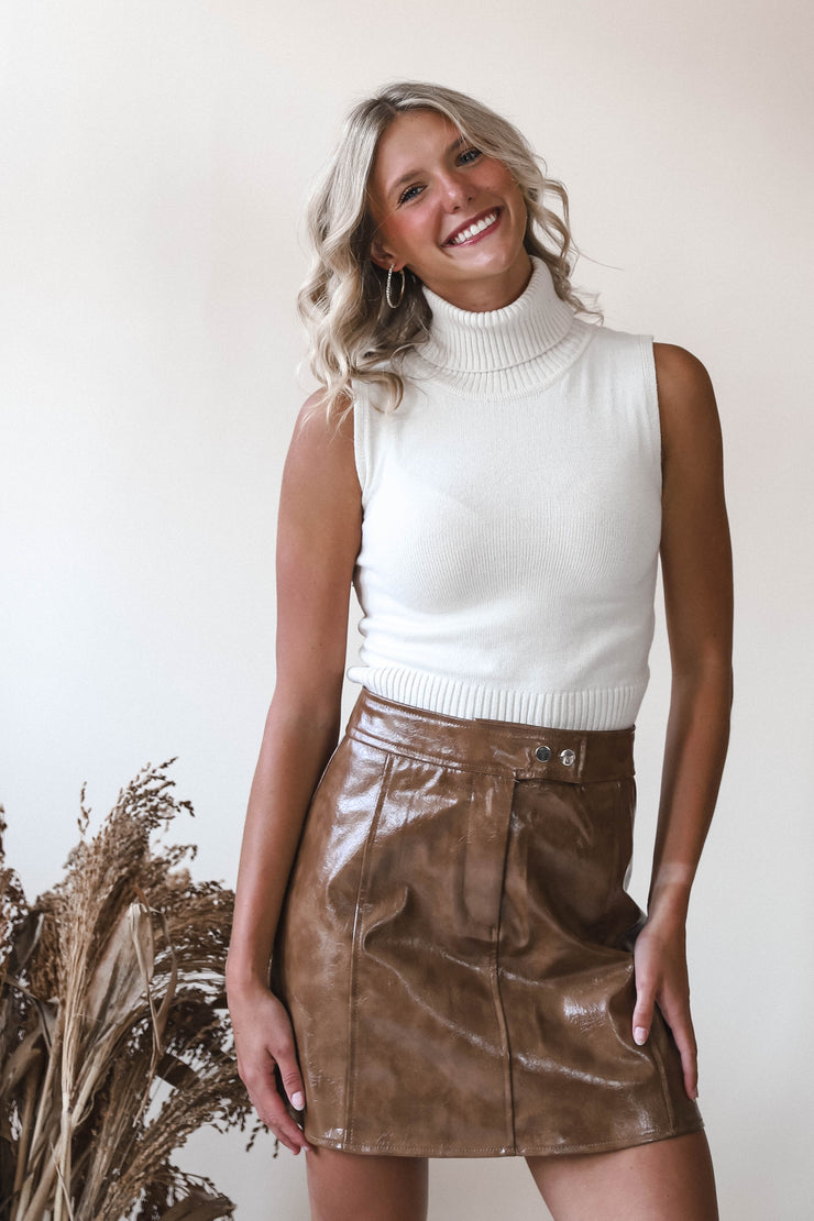 Mocha Muse Faux Leather Skirt