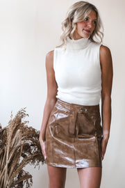 Mocha Muse Faux Leather Skirt
