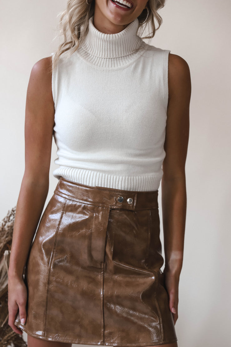 Mocha Muse Faux Leather Skirt